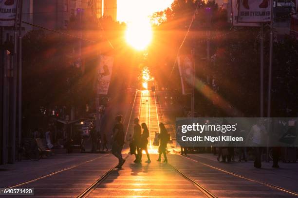 melbourne, australia - railway tracks sunset stock pictures, royalty-free photos & images