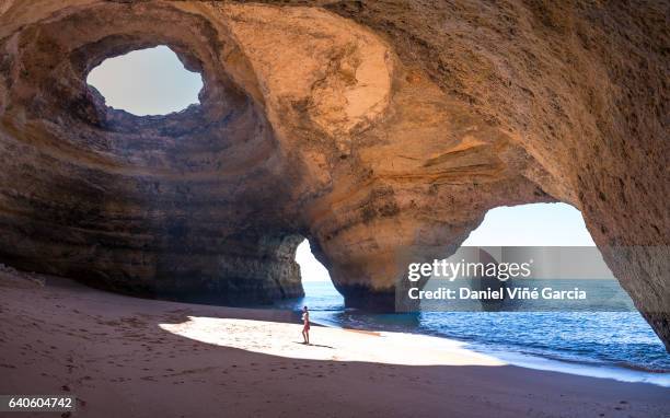 benagil sea cave, faro district, algarve, portugal - caravel stock pictures, royalty-free photos & images