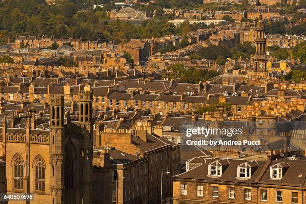 edinburgh new town from carlton hill, scotland, united kingdom - new town edinburgh - fotografias e filmes do acervo