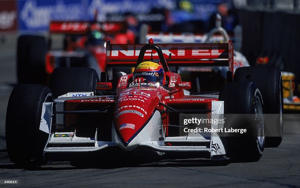 Pacwest Racing Cart Mauricio Gugelmin of Brazil who drives a Toyota Reynard for PacWest ...