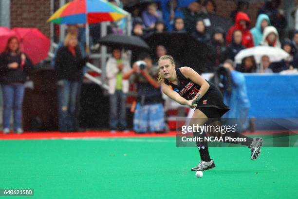 Harriet Tibble of the University of Maryland passes the ball against the University of North Carolina during the Division I Women’s Field Hockey...
