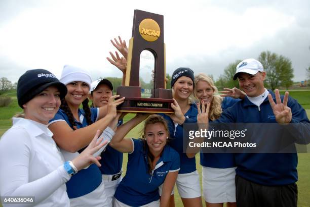 Nova Southeastern won the Division II Women's Golf Championship held at The Meadows in Allendale, MI. From left to right, Assitant Coach Amanda...