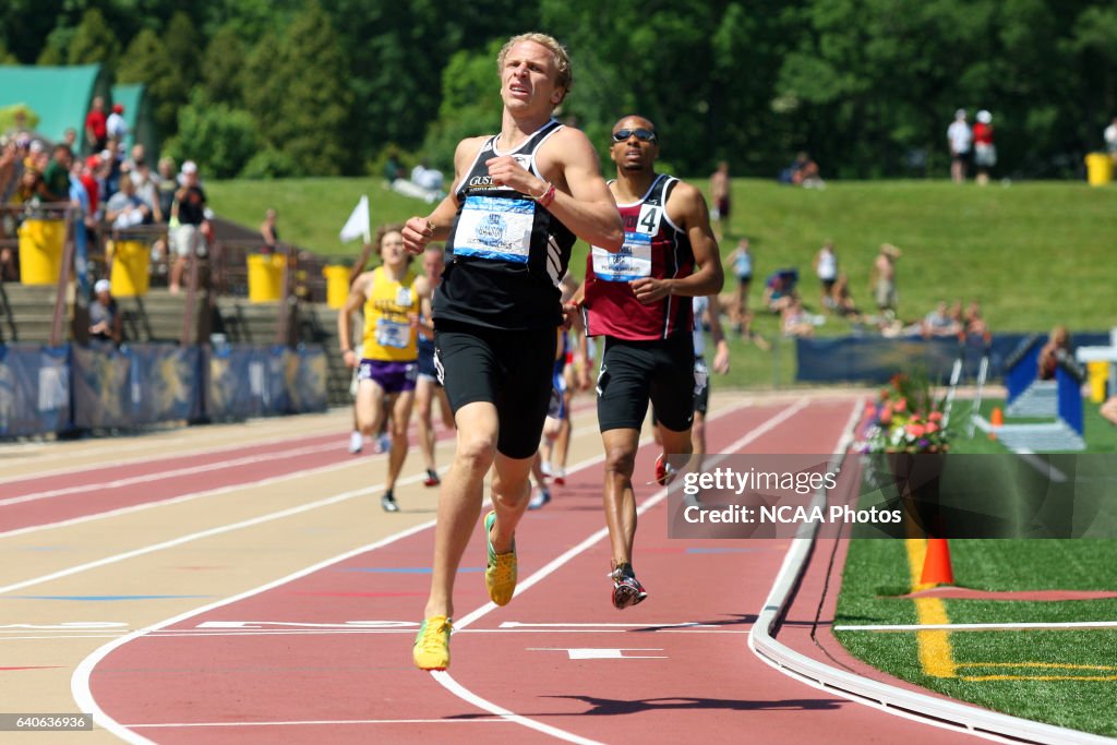 Max Hanson Max Hanson of Gustavus Adolphus crosses the finish line in the 800 ...