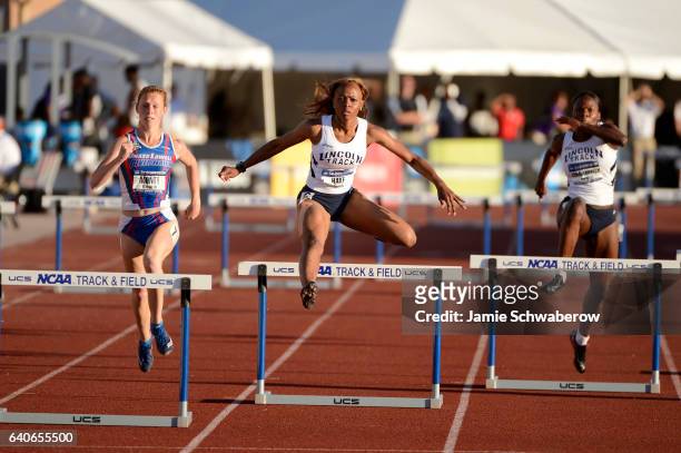 Yanique Haye of Lincoln University competes in the 400 meter hurdles during the Division II Men's and Women's Outdoor Track and Field Championships...