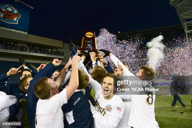 The University of Notre Dame takes on the University of Maryland during the Division I Men’s Soccer Championship held at PPL Park in Philadelphia,...