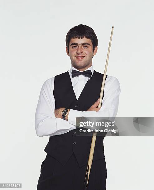 Portrait of snooker player Ronnie O'Sullivan of Great Britain during the World Snooker Championship on 22 April 2002 at the Crucible Theatre in...