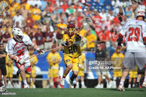 Matt Cannone of Salisbury University unleashes a shot against SUNY Cortland during the Division III Men?s Lacrosse Championship held at Gillette...