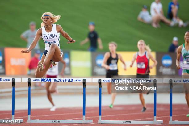 Yanique Haye of Lincoln University races towards the finish line in the Women's 400 Meter Hurdles during the NCAA Photos via Getty Images Division II...