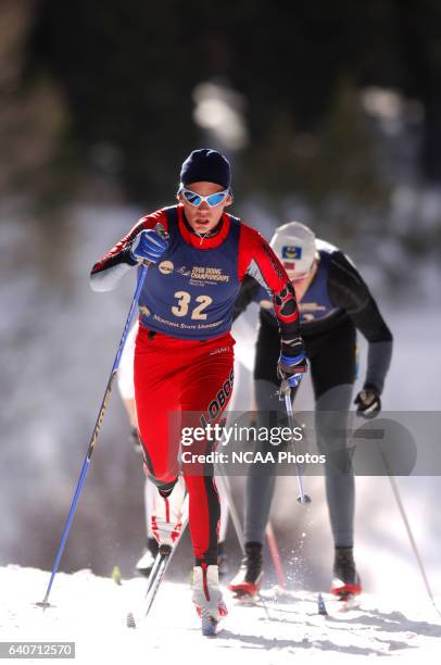 Tor-hakon Hellebostad of the University of New Mexico races in the Men's 20k classic during the Division I Men's and Women's Skiing Championships...