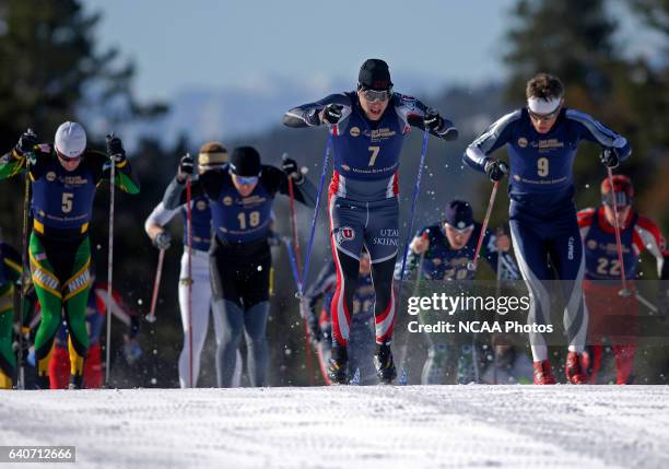 Even Sletten of Utah University pulls ahead of the pack during the mass start of the Men's 20k classic as part of the Men's and Women's Skiing...