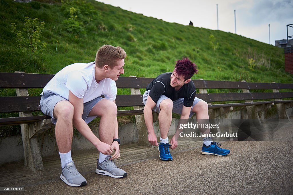 Two Brothers preparing to go running