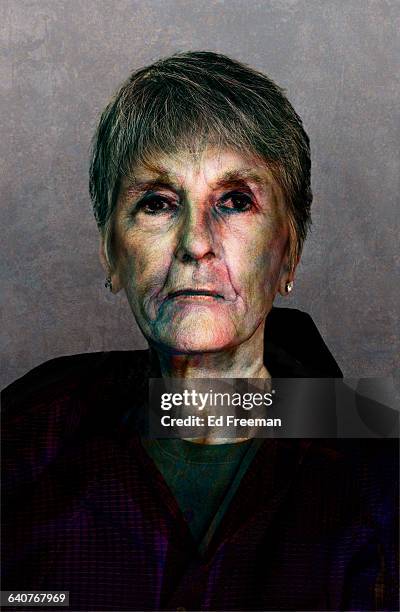 portrait of a mythical person - old ugly woman stockfoto's en -beelden