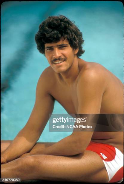 Mark Spitz of the US poses pool side during the Olympic games in Munich, West Germany. Spitz swan in seven events: he won all seven, each in a world...