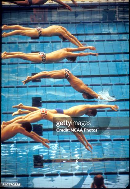 Mark Spitz of the US in action swimming during the Olympic games in Munich, West Germany. Spitz swan in seven events: he won all seven, each in a...