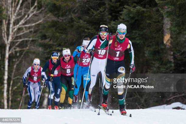 Pack of racers lead by Felicia Gesior, Northern Michigan University competes in NCAA Photos via Getty Images Division 1 Skiing Championship held at...