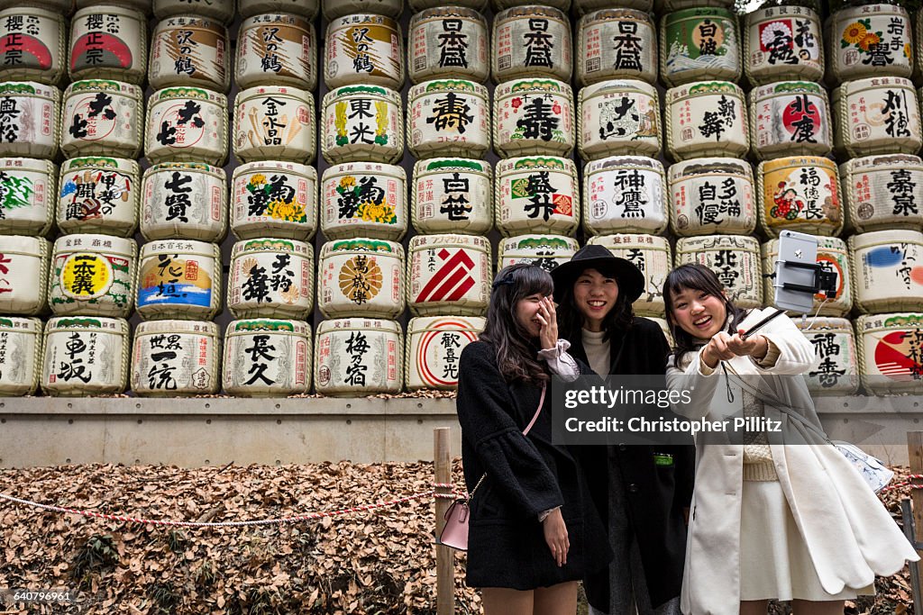 Young Japanese women taking a selfie of themselves