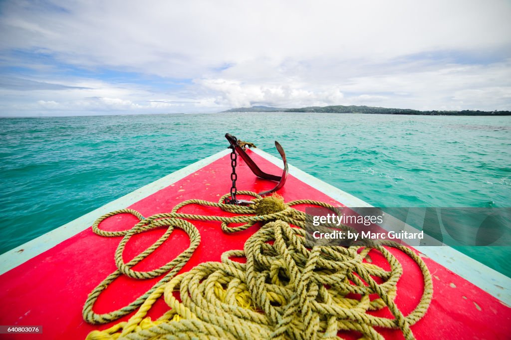 Tour boat over Buccoo Reef, Tobago, Trinidad & Tobago