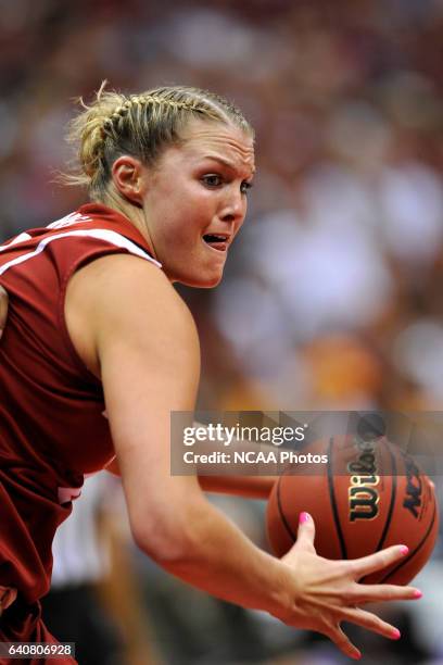 Jayne Appel of Stanford drives to the hoop during the Division I Women's Basketball Championship held at the Alamodome in San Antonio, TX....