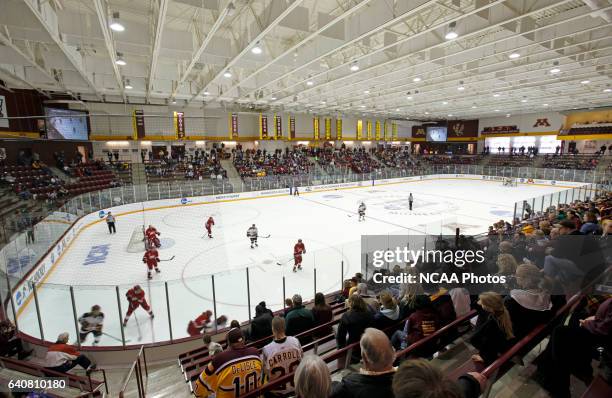 The University of Minnesota - Duluth and Cornell play in the second period during the Division I Women's Ice Hockey Championship held at Ridder Arena...