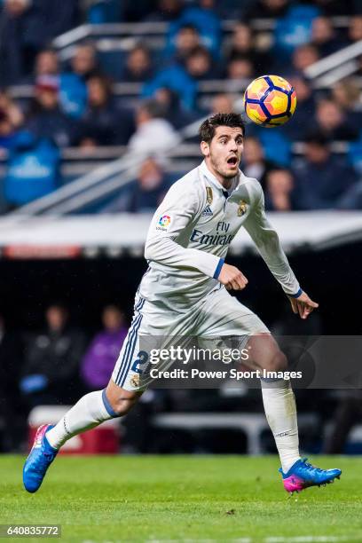 Alvaro Morata of Real Madrid in action during their La Liga match between Real Madrid and Real Sociedad at the Santiago Bernabeu Stadium on 29...