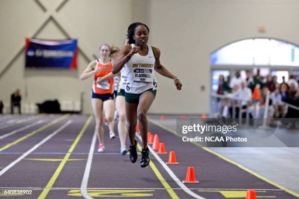 Ruby Blackwell of Methodist University competes in heat one of the 400 meter dash during the Division III Men's and Women's Indoor Track and Field...