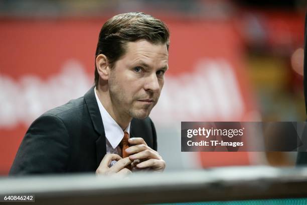 Headcoach Thorsten Leibenath of ratiopharm Ulm looks on during the Eurocup Top 16 Round 5 match between FC Bayern Muenchen and ratiopharm Ulm at Audi...