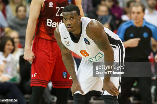 Raymar Morgan of ratiopharm Ulm looks on during the Eurocup Top 16 Round 5 match between FC Bayern Muenchen and ratiopharm Ulm at Audi Dome on...