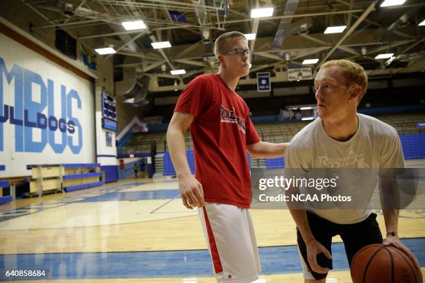 Josh Speidel shoot hoops with his friends Gabe Holt, St. Francis Brooklyn basketball player , Christian Glass, Xavier baseball player and Elliott...