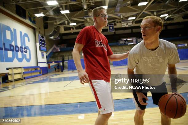 Josh Speidel shoot hoops with his friends Gabe Holt, St. Francis Brooklyn basketball player , Christian Glass, Xavier baseball player and Elliott...