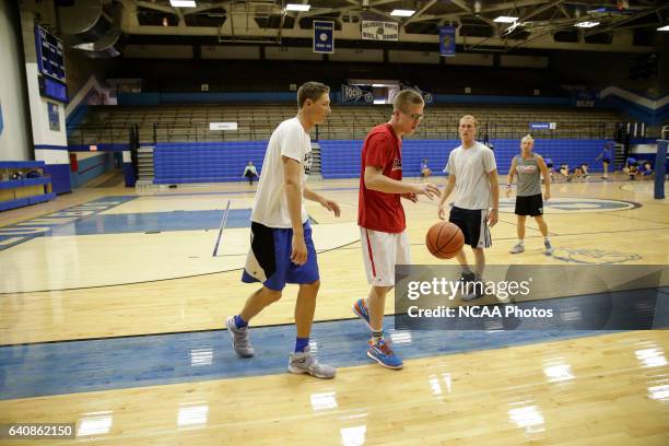 Josh Speidel shoot hoops with his friends Gabe Holt, St. Francis Brooklyn basketball player , Christian Glass, Xavier baseball player and Elliott...