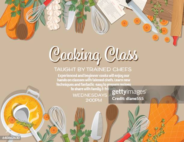 overhead angle of foods and cooking - cooking stock illustrations