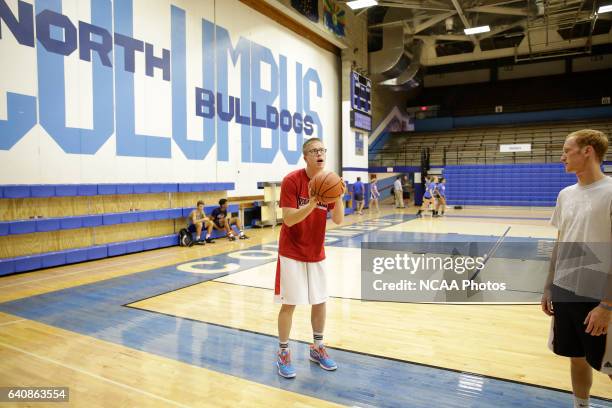 Josh Speidel shoot hoops with his friends Gabe Holt, St. Francis Brooklyn basketball player , Christian Glass, Xavier baseball player and Elliott...