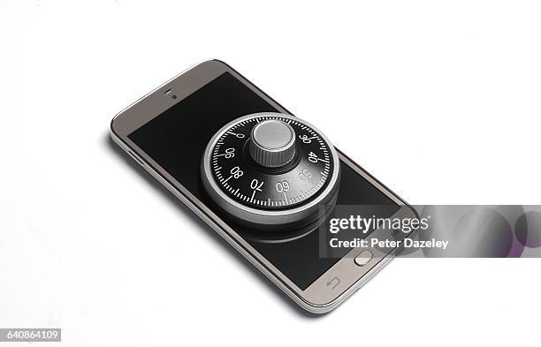 mobile phone with combination lock - data protection stock pictures, royalty-free photos & images