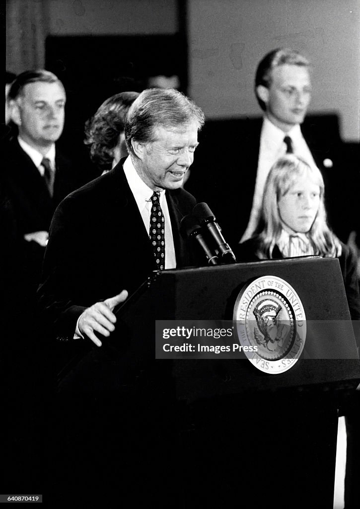 President Jimmy Carter making a speech...