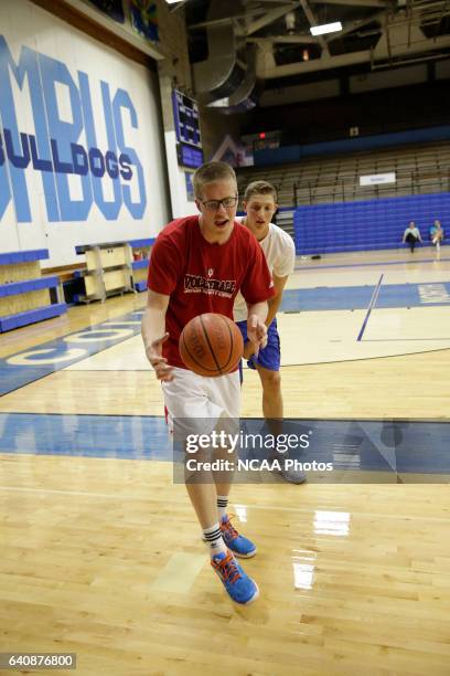 Josh Speidel shoot hoops with his friends Gabe Holt, St. Francis Brooklyn basketball player , Christian Glass, Xavier baseball player and Elliott...