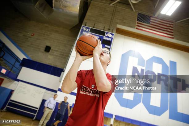 Josh Speidel shoot hoops with his friends Gabe Holt, St. Francis Brooklyn basketball player , Christian Glass, Xavier baseball player and Elliott...