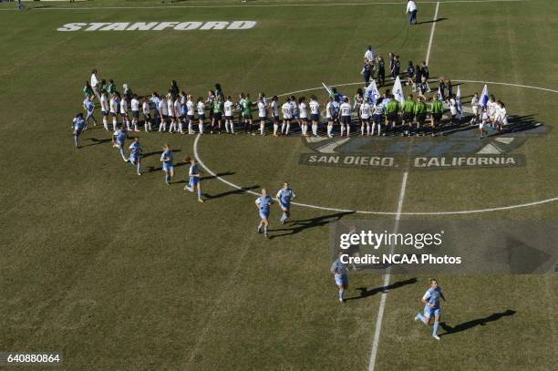 The University of North Carolina takes on Penn State University during the Division I Women's Soccer Championship held at Torero Stadium on the...