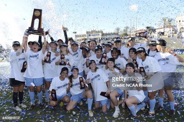 The University of North Carolina takes on Penn State University during the Division I Women's Soccer Championship held at Torero Stadium on the...