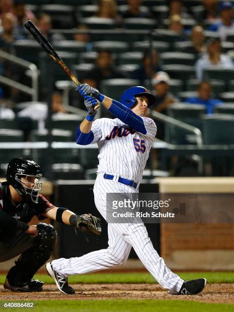 Kelly Johnson of the New York Mets in action during a game against the Arizona Diamondbacks at Citi Field on August 10, 2016 in the Flushing...