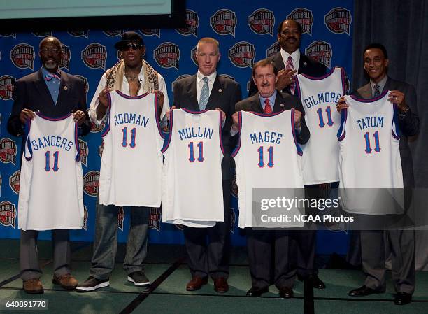 Naismith Basketball Hall of Fame Class of 2011 recipients, Tom "Satch" Sanders, Dennis Rodman, Chirs Mullin, Herb Magee, Artis Gilmore, and Mannie...