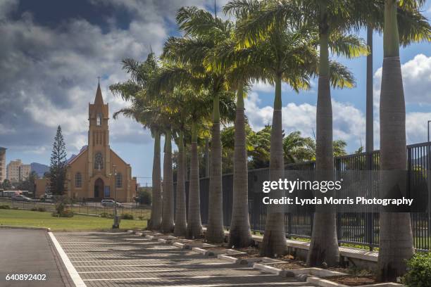 mauritius - church and palms at ebene - ebene mauritius stock pictures, royalty-free photos & images