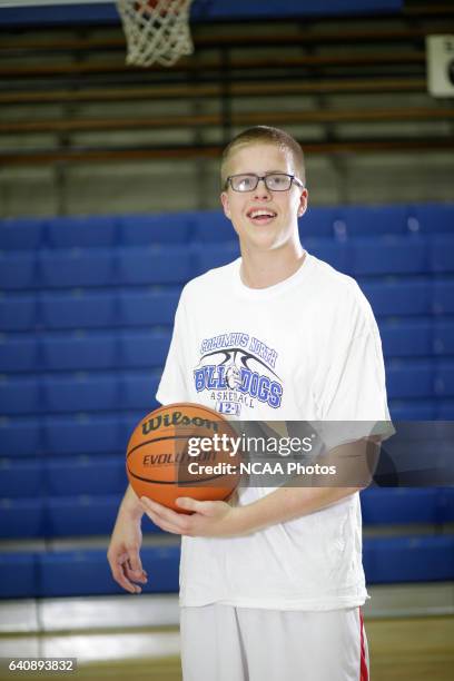 Josh Speidel poses for a portrait in his high school gym in Columbus, Ind.. AJ Mast/ NCAA Photos via Getty Images