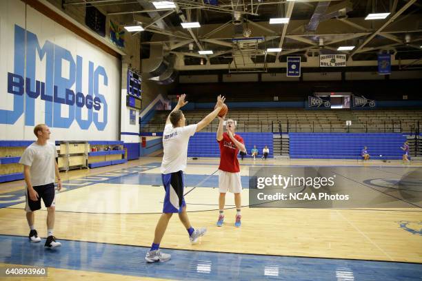 Josh Speidel shoot hoops with his friends Gabe Holt, St. Francis Brooklyn basketball player , Christian Glass, Xavier baseball player and Elliott...