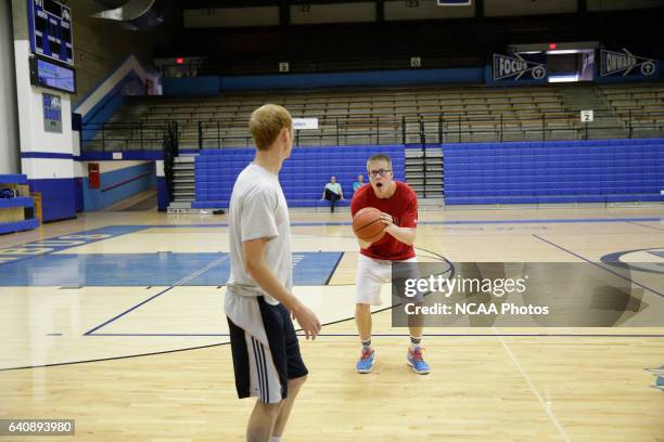 Josh Speidel shoot hoops with his friends Gabe Holt, St. Francis Brooklyn basketball player , Christian Glass, Xavier baseball player and Elliott...