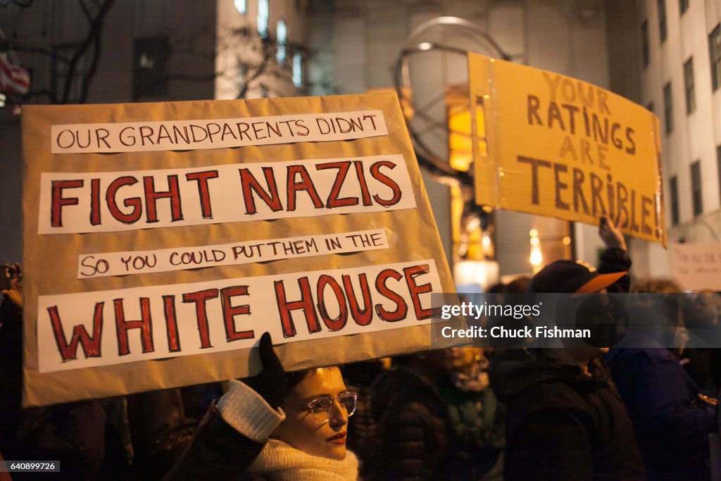 Demonstrators At Women's March On New York