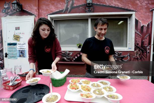 Presentation of "Meal Suspended" at Casetta Rossa in Garbatella,on February 2, 2017 in Rome, Italy. The initiative promotes the possibility of...