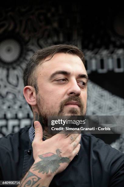 Chef Rubio at the presentation of "Meal Suspended" at Casetta Rossa in Garbatella,on February 2, 2017 in Rome, Italy. The initiative promotes the...