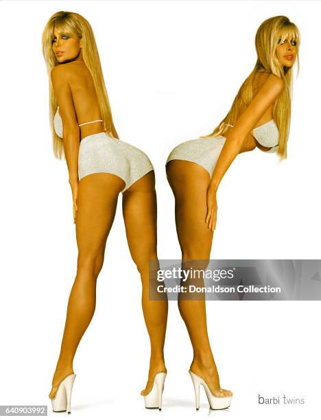 Shane Barbi and Sia Barbi of the Barbi Twins pose for a portrait session in circa 2000 in Los Angeles, California.