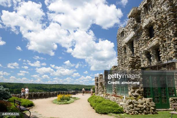 tourists at gillette castle in connecticut - gillette castle state park stock pictures, royalty-free photos & images