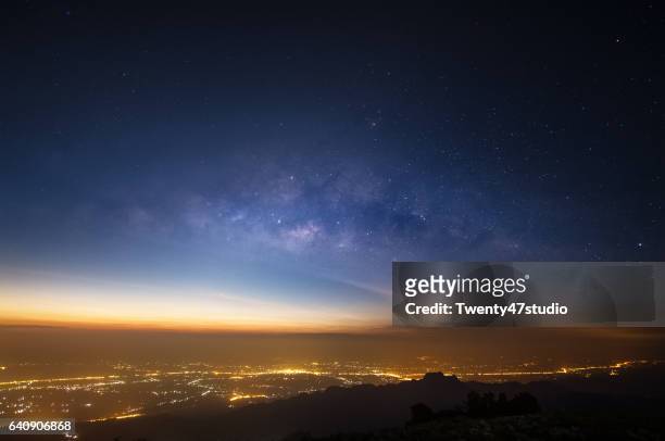 milky way, day to night - day and night image series stock pictures, royalty-free photos & images